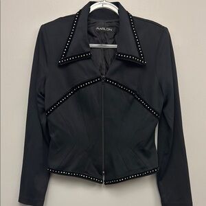 Vintage Marlon Black Rinestone Studded Women's Jacket Size M